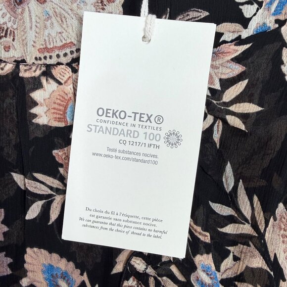 NWT Sézane Carolina Floral Black Skirt Size 46 100% Viscose Made In Portugal - Picture 4 of 13